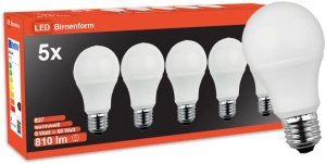 BLULAXA LED SMD Lampe Birnenform - E27 8W 810 lm - warmweiß - 5er Packung